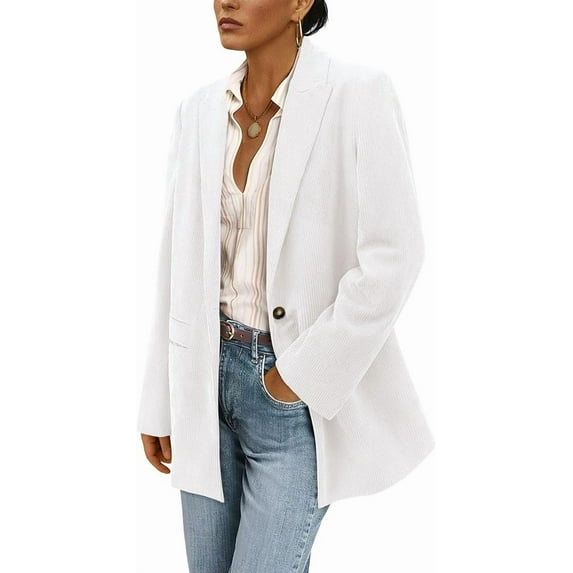 PRETTYGARDEN Women's Winter Corduroy Blazers Jackets Dressy Casual Ribbed Long Sleeve Lapel Fashion Work Business Outerwear