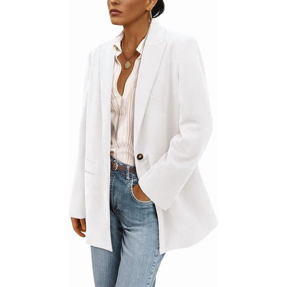 PRETTYGARDEN Women's Winter Corduroy Blazers Jackets Dressy Casual Ribbed Long Sleeve Lapel Fashion Work Business Outerwear