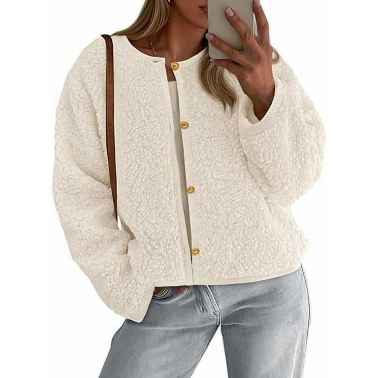 PRETTYGARDEN Women's Winter Faux Fur Coats Fuzzy Fleece Cropped