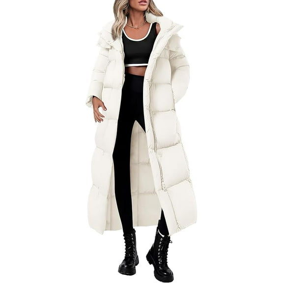PRETTYGARDEN Women's Winter Long Puffer Coats Hooded Zip Up Casual Thickened Down Jackets Trendy Warm Clothes Outerwear