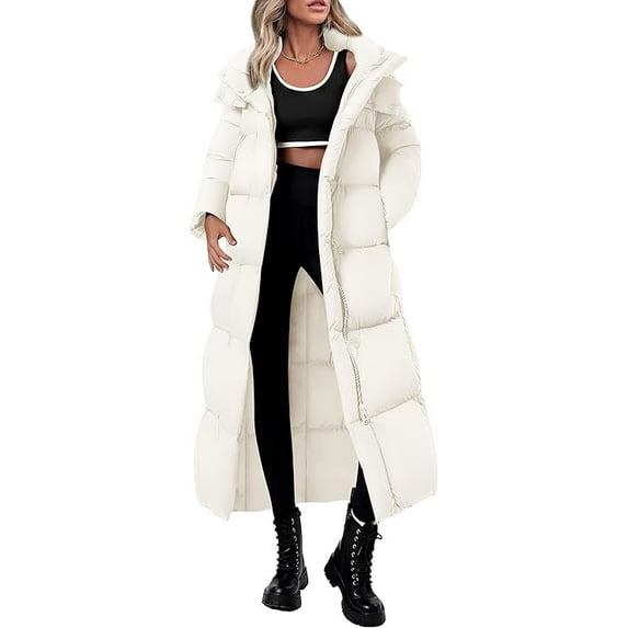 PRETTYGARDEN Women's Winter Long Puffer Coats Hooded Zip Up Casual Thickened Down Jackets Trendy Warm Clothes Outerwear