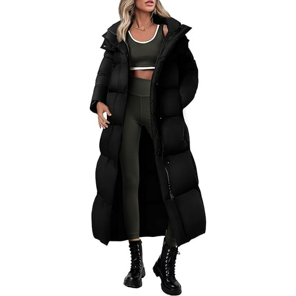 PRETTYGARDEN Women's Winter Long Puffer Coats Hooded Zip Up Casual Thickened Down Jackets Trendy Warm Clothes Outerwear