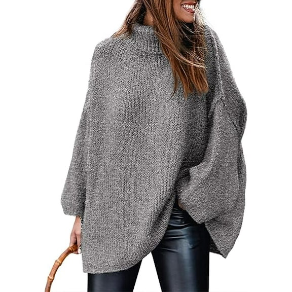 PRETTYGARDEN Women's Winter Turtleneck Oversized Sweaters Long Sleeve Chunky Knit Slouchy Pullover Sweater Tops
