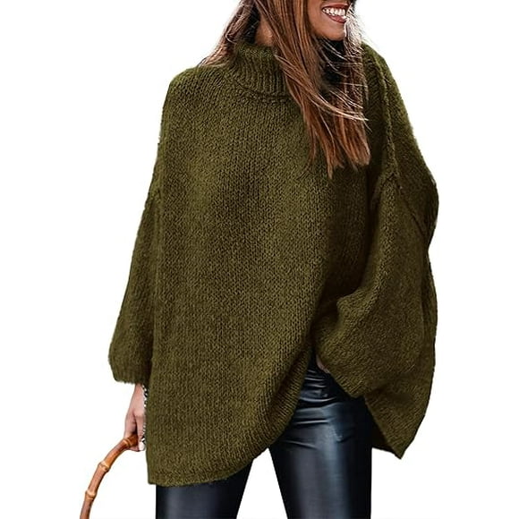 PRETTYGARDEN Women's Winter Turtleneck Oversized Sweaters Long Sleeve Chunky Knit Slouchy Pullover Sweater Tops