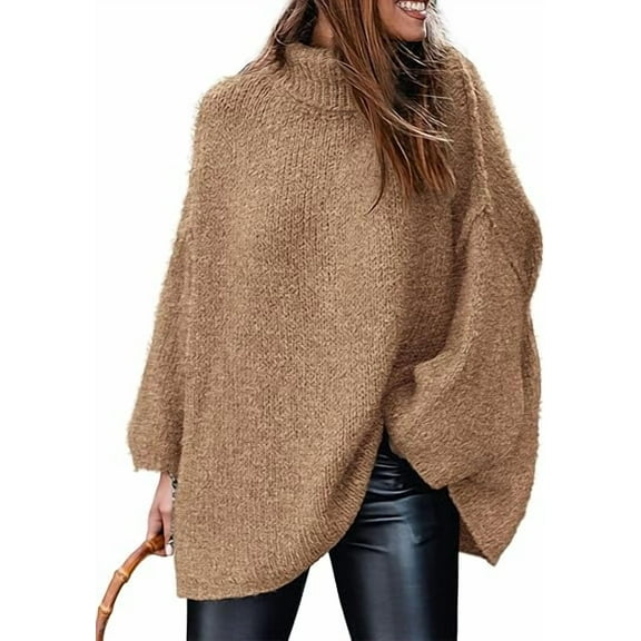 PRETTYGARDEN Women's Winter Turtleneck Oversized Sweaters Long Sleeve Chunky Knit Slouchy Pullover Sweater Tops