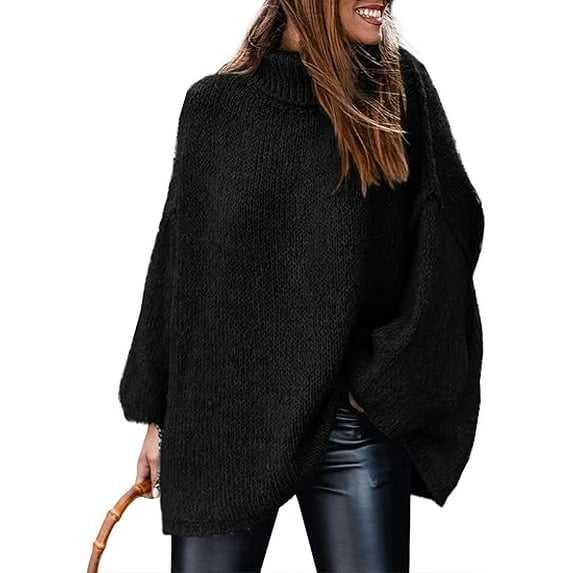PRETTYGARDEN Women's Winter Turtleneck Oversized Sweaters Long Sleeve Chunky Knit Slouchy Pullover Sweater Tops