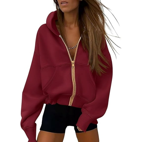 PRETTYGARDEN Women's Zip Up Hoodie Sweatshirt Y2K Fall Fashion Clothes Long Sleeve Loose Fit Pockets Casual Trendy Jacket