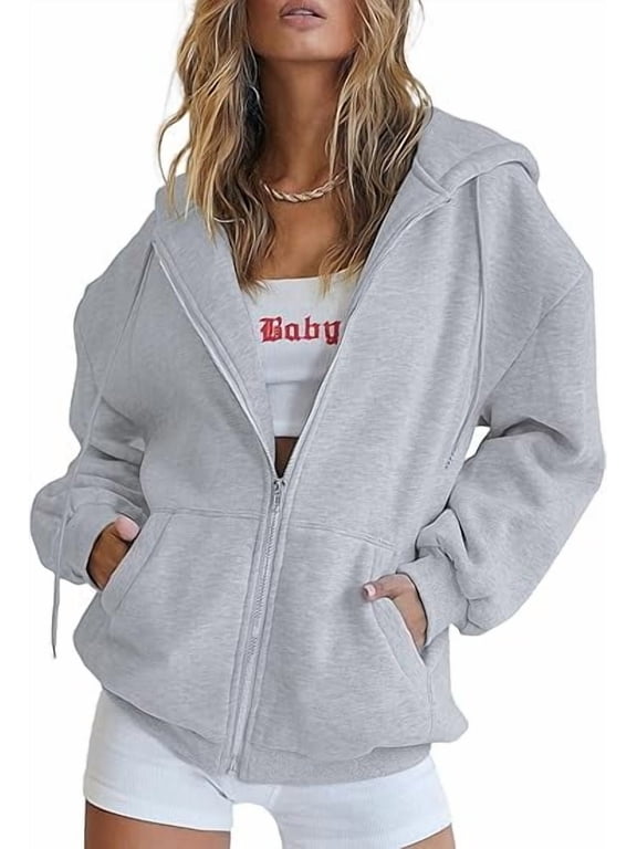 Women's Zip Up Y2K Hoodies Casual Long Sleeve Track Jackets with Pockets