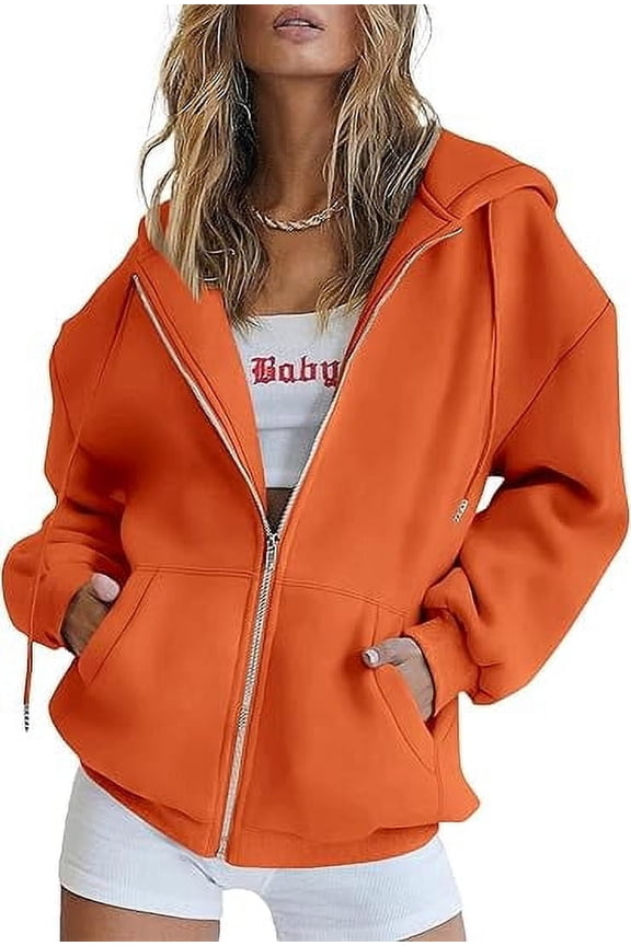 Women's Zip Up Y2K Hoodies Casual Long Sleeve Track Jackets with Pockets