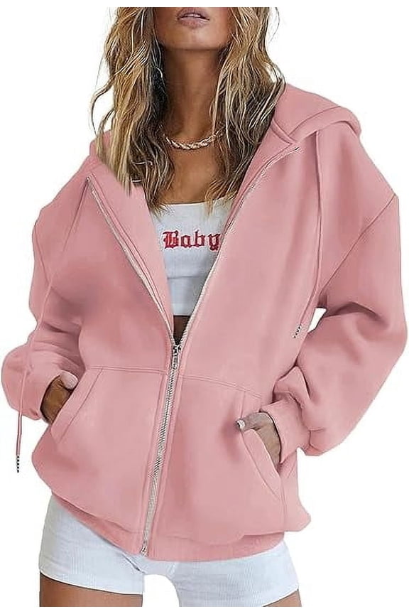 Women's Zip Up Y2K Hoodies Casual Long Sleeve Track Jackets with Pockets