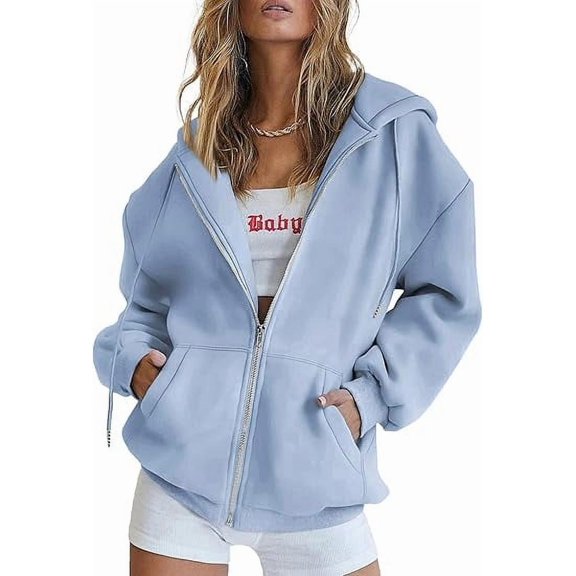 PRETTYGARDEN Women's Zip Up Y2K Hoodies Casual Long Sleeve Track Jackets with Pockets