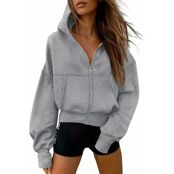PRETTYGARDEN Women's Zip Up Y2K Hoodies Fall Fashion Long Sleeve Hooded Fleece Sweatshirts Casual Jacket Winter Clothes