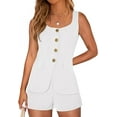 thumbnail image 1 of PRETTYGARDEN Womens 2 Piece Matching Sets Fashion Button Down Suit Vest Tops Shorts Set Spring Business Casual Outfits, 1 of 10