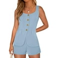 thumbnail image 1 of PRETTYGARDEN Womens 2 Piece Matching Sets Fashion Button Down Suit Vest Tops Shorts Set Spring Business Casual Outfits, 1 of 10