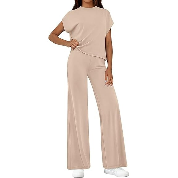 PRETTYGARDEN Womens 2 Piece Outfits Casual Cap Sleeve Lounge Set Summer Tracksuits Matching Sets Beach Fashion Travel Clothes