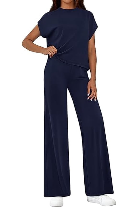 Womens 2 Piece Outfits Casual Cap Sleeve Lounge Set Summer Tracksuits Matching Sets Beach Fashion Travel Clothes