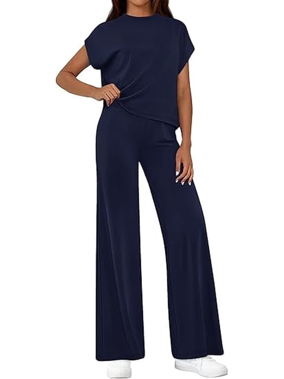 Womens 2 Piece Outfits Casual Cap Sleeve Lounge Set Summer Tracksuits Matching Sets Beach Fashion Travel Clothes