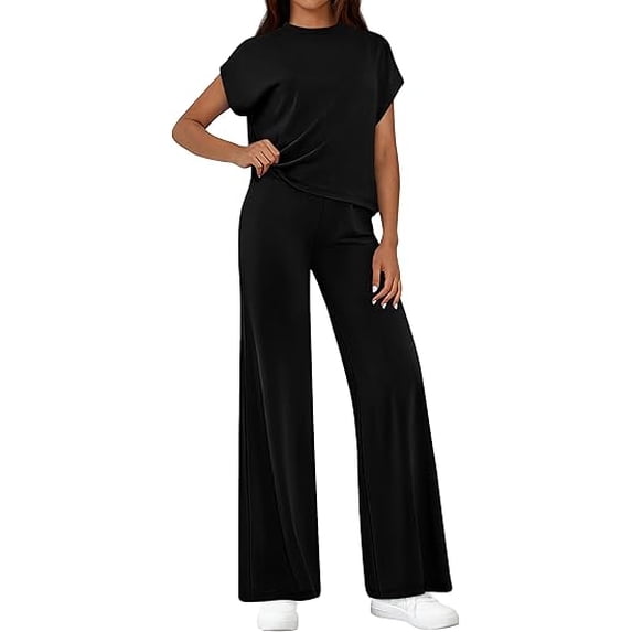 PRETTYGARDEN Womens 2 Piece Outfits Casual Cap Sleeve Lounge Set Tracksuits Matching Sets Beach Fashion Travel Clothes