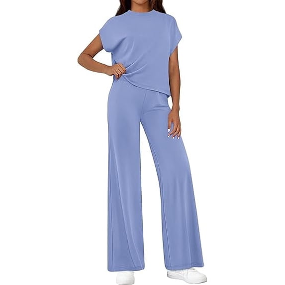 PRETTYGARDEN Womens 2 Piece Outfits Casual Cap Sleeve Lounge Set Summer Tracksuits Matching Sets Beach Fashion Travel Clothes