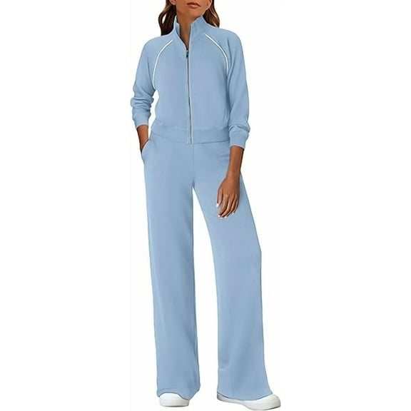 PRETTYGARDEN Womens 2 Piece Outfits Sweatsuits Fall Full Zip Sweatshirts Workout Pants Matching Lounge Sets Tracksuits