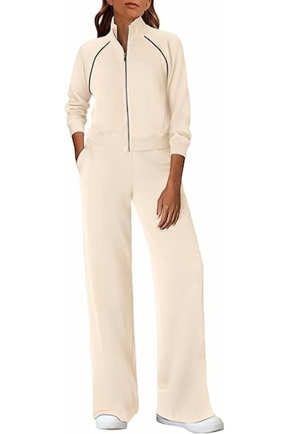 Womens 2 Piece Outfits Sweatsuits Fall Full Zip Sweatshirts Workout Pants Matching Lounge Sets Tracksuits