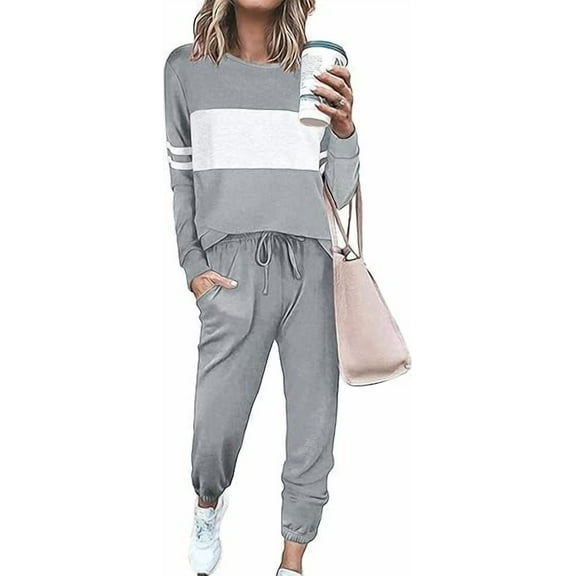 PRETTYGARDEN Womens 2 Piece Sets Long Sleeve Tops High Waisted Sweatpants Lounge Set Fall Fashion Travel Outfits