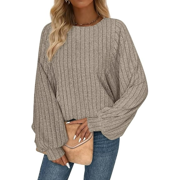 PRETTYGARDEN Womens Batwing Long Sleeve Shirts Fall Fashion Crewneck Tunic Tops Dressy Casual Loose Fit Lightweight Sweaters