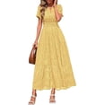 thumbnail image 1 of PRETTYGARDEN Womens Boho Maxi Dress Floral Summer Spring Short Sleeve V Neck A Line Embroidered Beach Vacation Dresses, 1 of 8