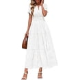 thumbnail image 1 of PRETTYGARDEN Womens Boho Maxi Dress Floral Summer Spring Short Sleeve V Neck A Line Embroidered Beach Vacation Dresses, 1 of 8