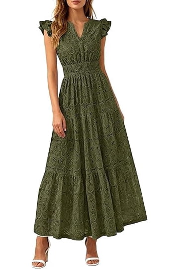 slim fit dress slacks Olive Rhinestone Embellished Maxi Dress Green / 2 US main image 0
