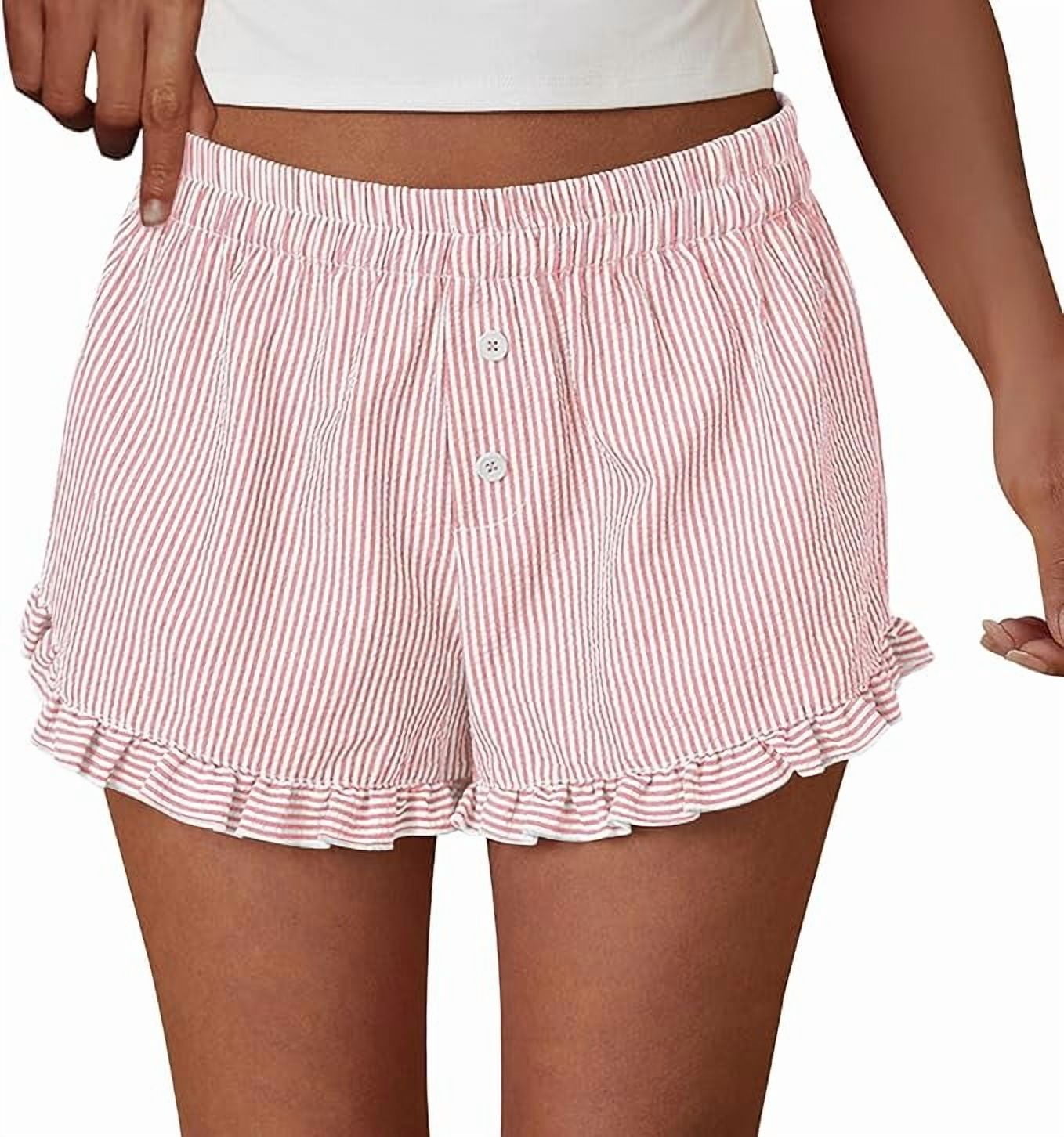 PRETTYGARDEN, Womens Boxer Shorts, Striped Summer Ruffle, Size S ...