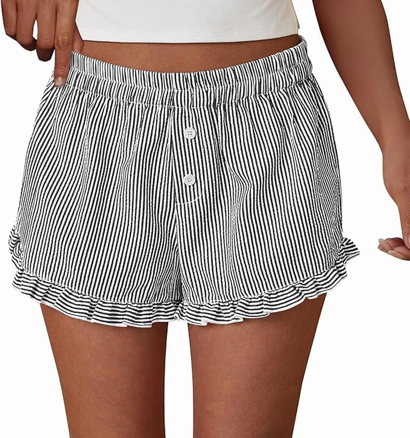 PRETTYGARDEN Womens Boxer Shorts Y2K Ruffle Shorts Summer Spring Lounge ...
