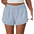 thumbnail image 1 of PRETTYGARDEN Womens Boxer Shorts Y2K Ruffle Shorts Summer Spring Lounge Striped Casual Beach Bottoms Pockets, 1 of 10