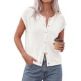 thumbnail image 1 of PRETTYGARDEN Womens Cap Short Sleeve Sweater Vest Spring Summer Lightweight Button Down Cardigans Trendy Loose Tops, 1 of 10