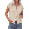 thumbnail image 1 of PRETTYGARDEN Womens Cap Short Sleeve Sweater Vest Spring Summer Lightweight Button Down Cardigans Trendy Loose Tops, 1 of 10