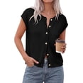 thumbnail image 1 of PRETTYGARDEN Womens Cap Short Sleeve Sweater Vest Spring Summer Lightweight Button Down Cardigans Trendy Loose Tops, 1 of 10