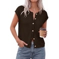 thumbnail image 1 of PRETTYGARDEN Womens Cap Short Sleeve Sweater Vest Spring Summer Lightweight Button Down Cardigans Trendy Loose Tops, 1 of 10