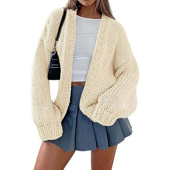 PRETTYGARDEN Womens Cardigan Sweaters Spring Fall Trendy Chunky Knit Outerwear Outfits Fashion Long Sleeve Cardigans