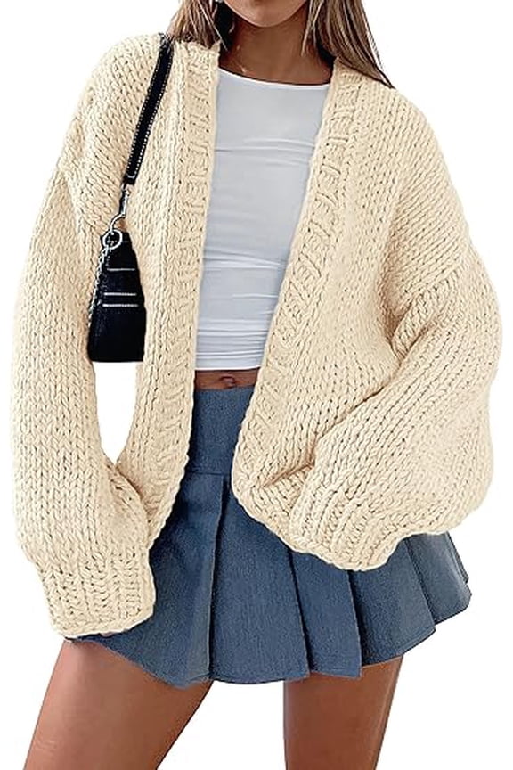 Womens Cardigan Sweaters Spring Fall Trendy Chunky Knit Outerwear Outfits Fashion Long Sleeve Cardigans