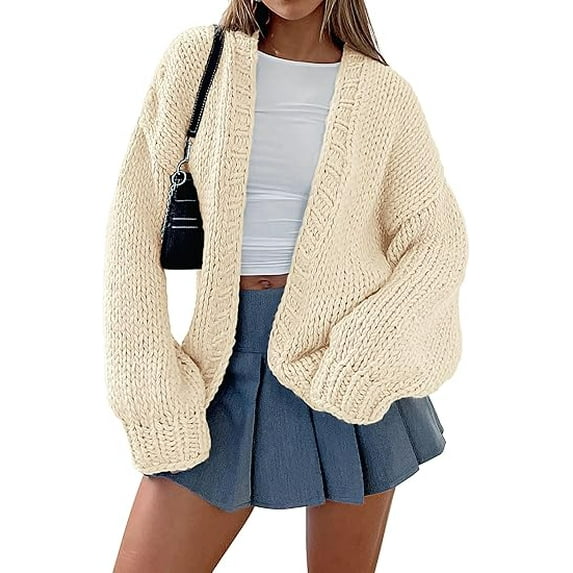 PRETTYGARDEN Womens Cardigan Sweaters Spring Fall Trendy Chunky Knit Outerwear Outfits Fashion Long Sleeve Cardigans