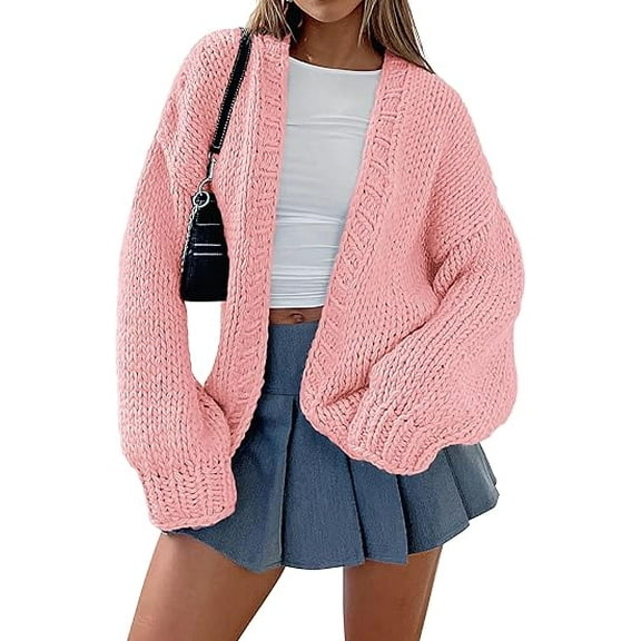 PRETTYGARDEN Womens Cardigan Sweaters Spring Fall Trendy Chunky Knit Outerwear Outfits Fashion Long Sleeve Cardigans