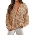 thumbnail image 1 of PRETTYGARDEN Womens Cardigan Sweaters Fall Striped Long Sleeve V Neck Button Down Knit Fuzzy Outerwear Trendy Clothes, 1 of 7