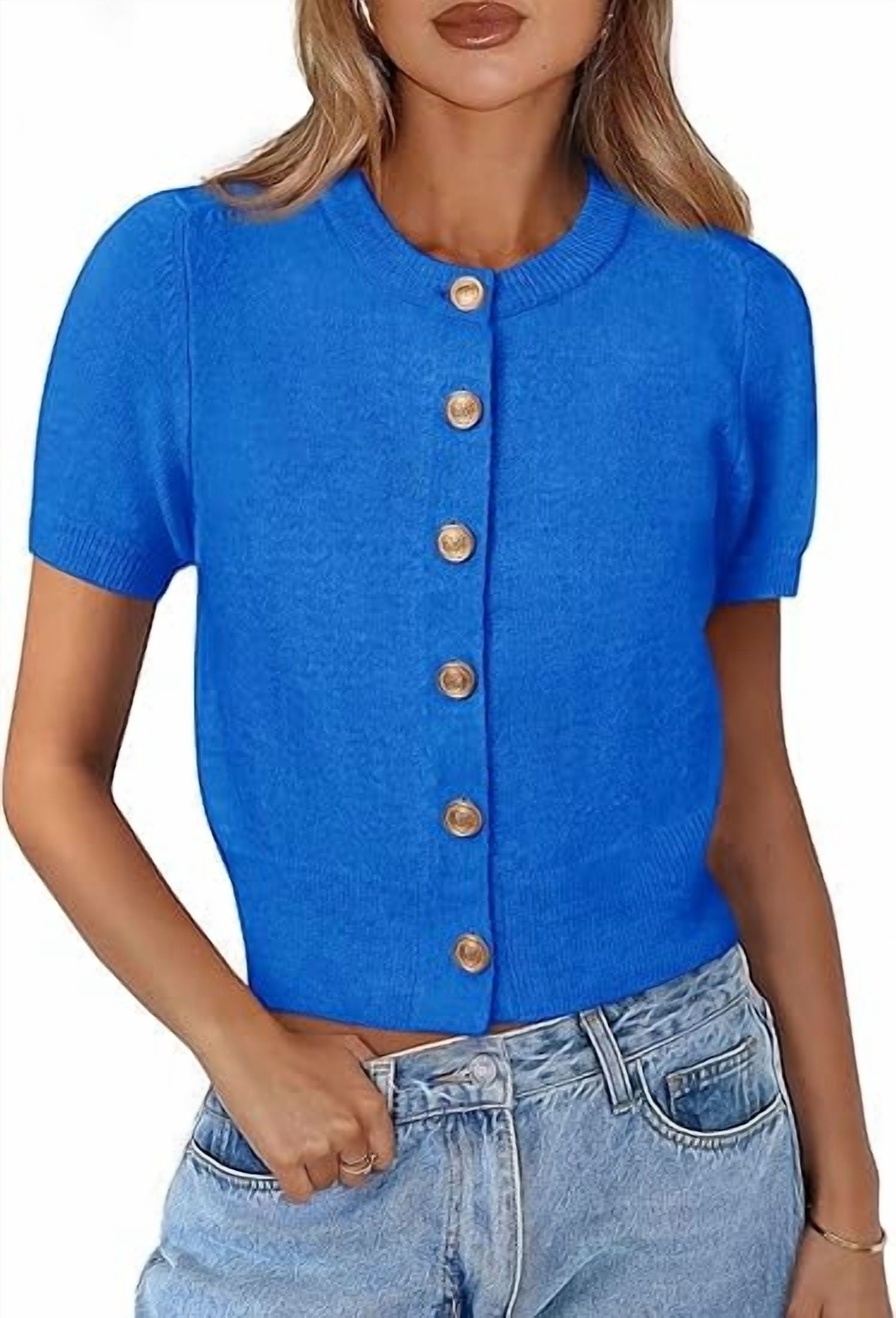 PRETTYGARDEN Womens Casual Summer Short Sleeve Cardigans Button Down ...