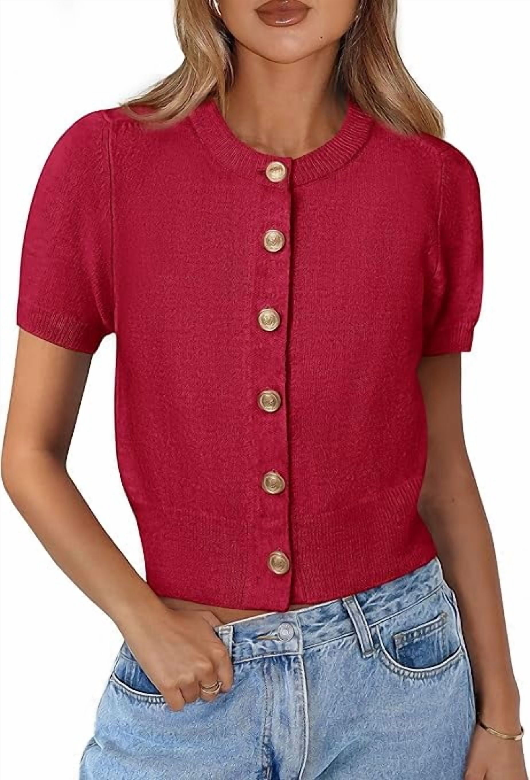 PRETTYGARDEN Womens Casual Summer Short Sleeve Cardigans Button Down ...