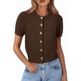 thumbnail image 1 of PRETTYGARDEN Womens Casual Summer Short Sleeve Cardigans Button Down Knitted Sweater Basic Crew Neck Crop Tops, 1 of 9