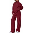thumbnail image 1 of PRETTYGARDEN Womens Casual Two Piece Sets Fall Outfits Quarter Zip Sweatshirts Straight Leg Pants Sweatsuits Tracksuit, 1 of 6