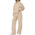 thumbnail image 1 of PRETTYGARDEN Womens Casual Two Piece Sets Fall Outfits Quarter Zip Sweatshirts Straight Leg Pants Sweatsuits Tracksuit, 1 of 8