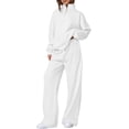 thumbnail image 1 of PRETTYGARDEN Womens Casual Two Piece Sets Fall Outfits Quarter Zip Sweatshirts Straight Leg Pants Sweatsuits Tracksuit, 1 of 9