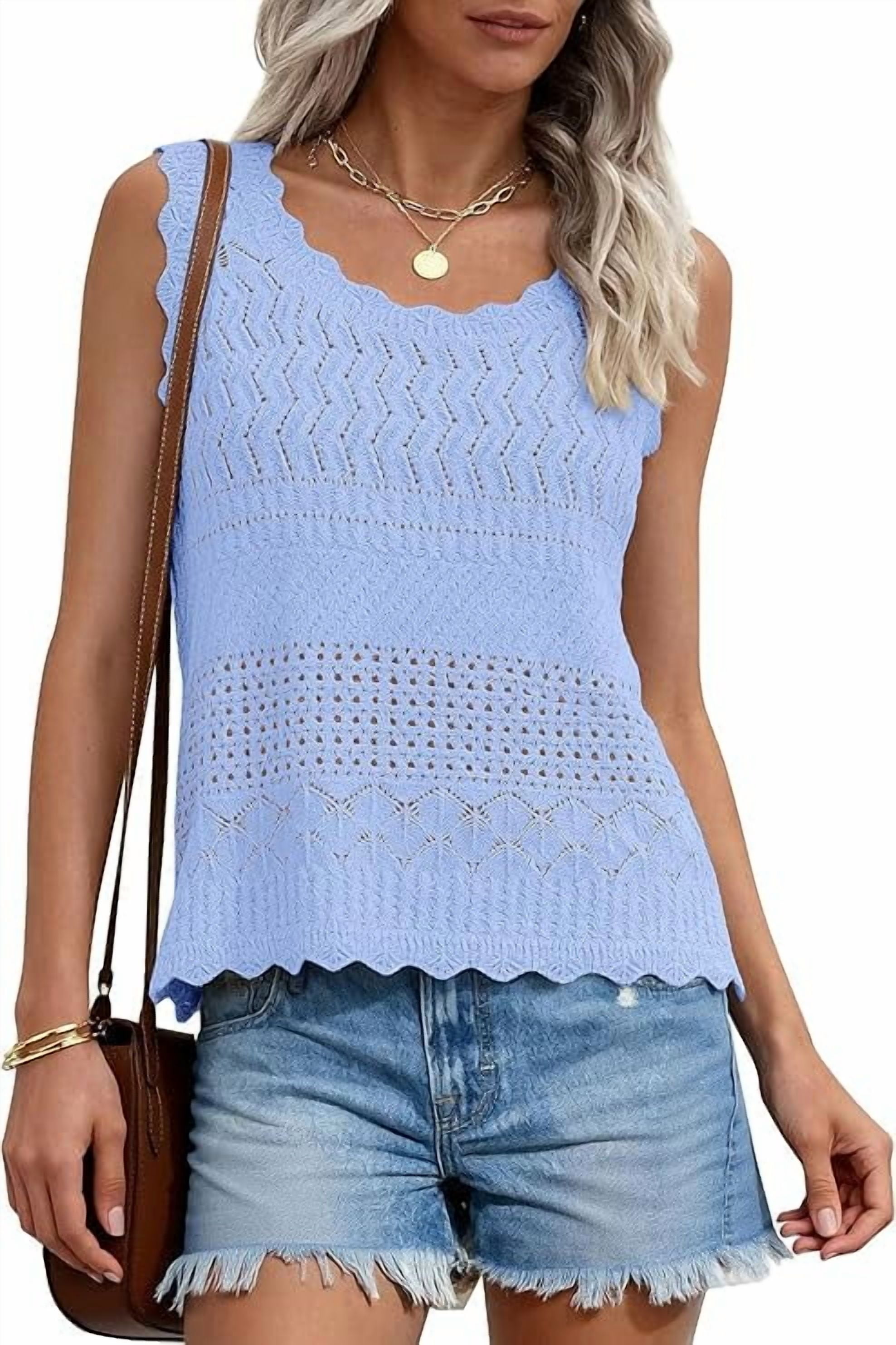PRETTYGARDEN Womens Crochet Tank Tops Summer Spring Boho