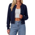thumbnail image 1 of PRETTYGARDEN Womens Cropped Button Up Knit Cardigan Sweater | Cute Crewneck Long Sleeve Lightweight Tops, Fall Trendy Slim Fit Soft Cozy Casual Cardigans, Holiday Party Sweaters, 1 of 10